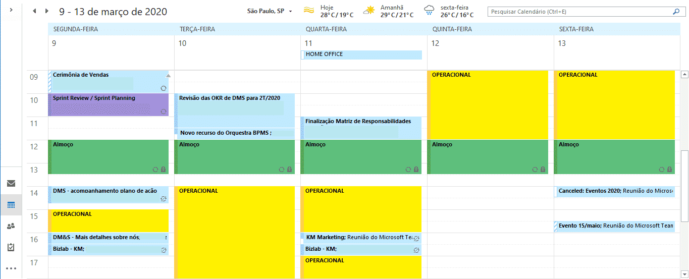 Produtividade: organização do calendário semanal