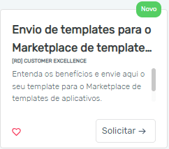 aplicativo de processo para o envio de templates para o marketplace