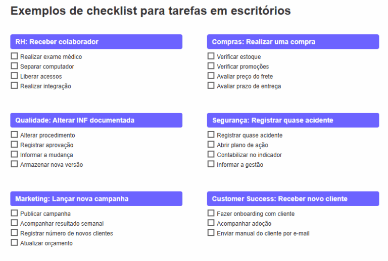 Checklist: o que é, como fazer (guia prático) e exemplos