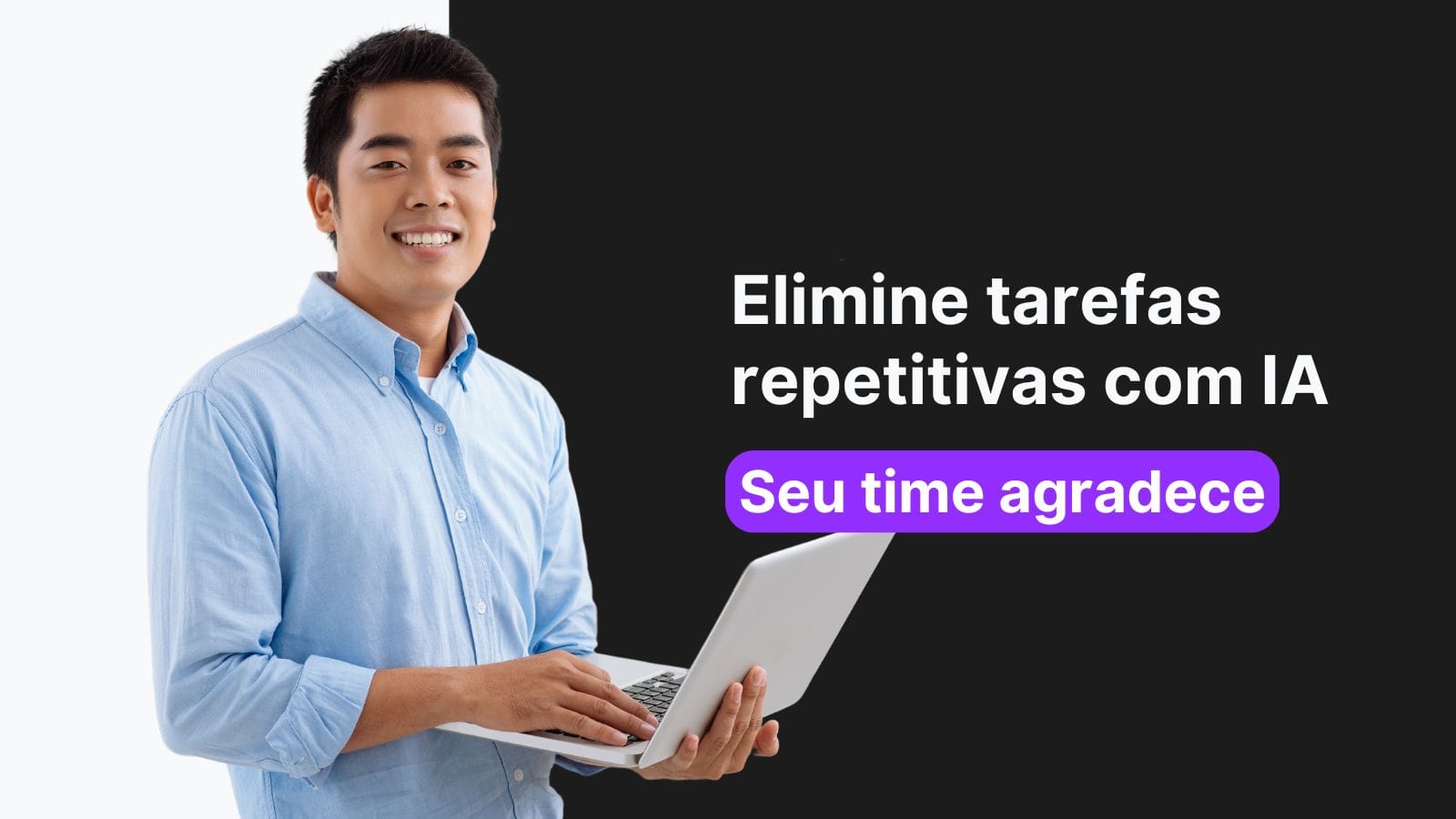 Gestor lendo texto sobre tarefas repetitivas com IA