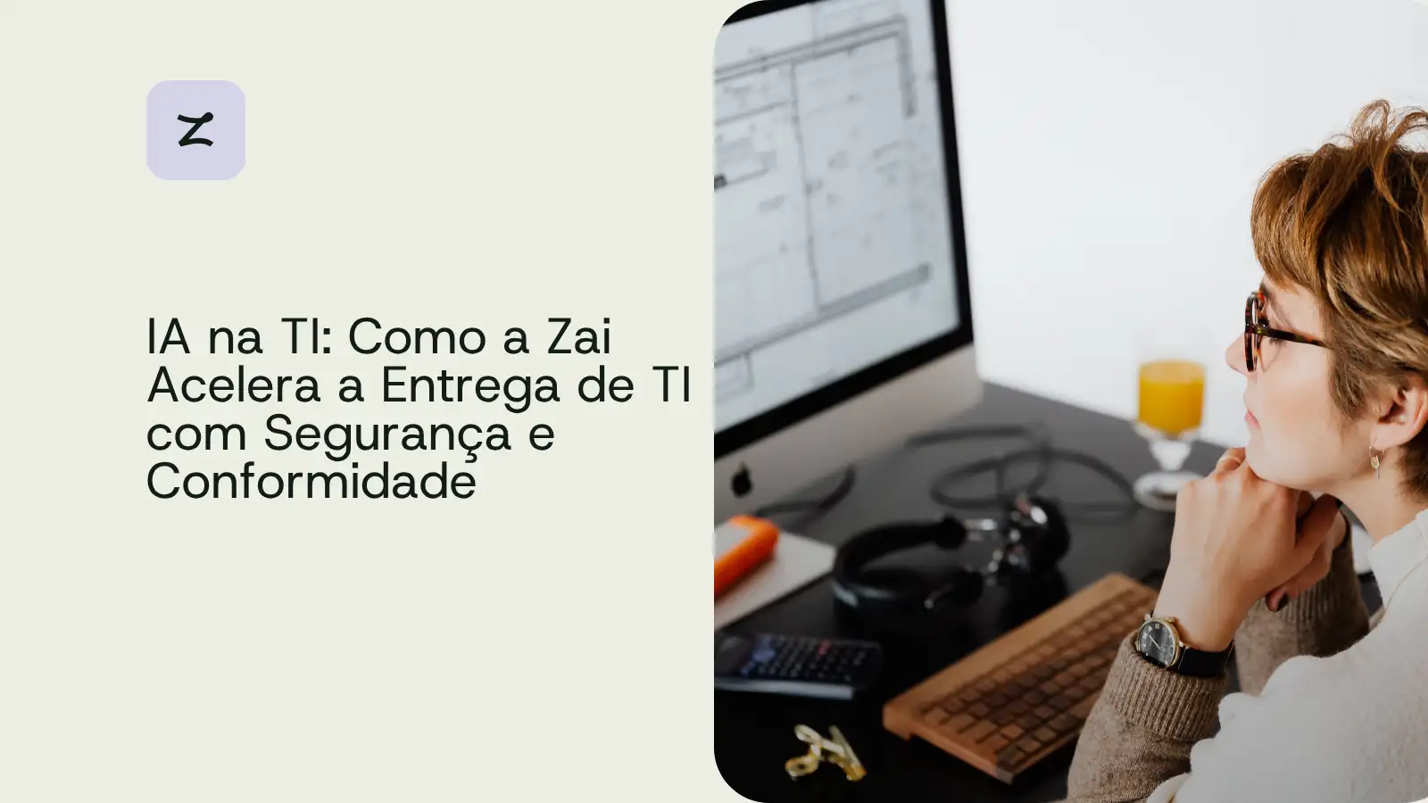 Profissional de TI analisando fluxos de trabalho no computador - IA na TI com segurança e conformidade